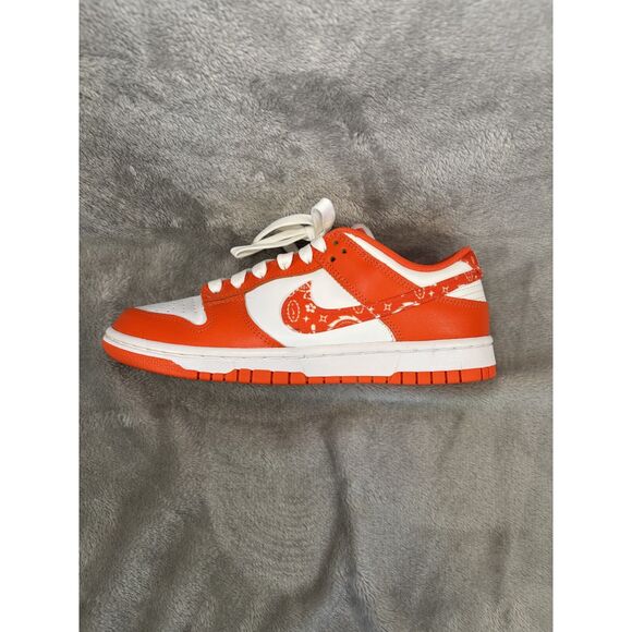 Nike Dunk Low Orange Paisley Color Block Sneakers Size 8W Retro Basketball 80s - Picture 3 of 11